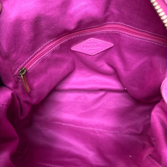 Fossil Emma Pink Satchel Purse with Gold Accents Crossbody Handbag - Picture 12 of 13